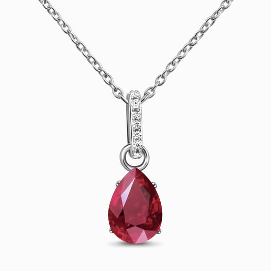 Fine Ruby Lab Diamond Necklace Sway - July Birthstone