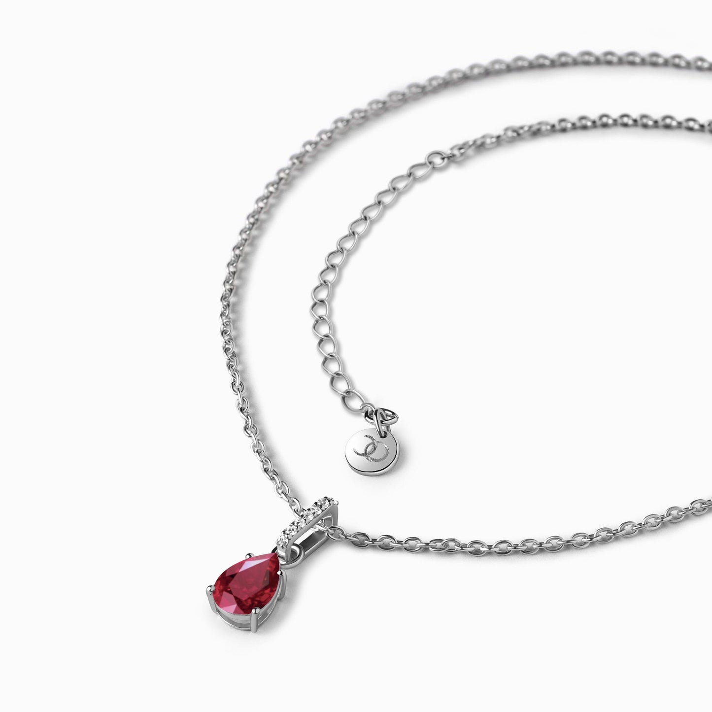 Cancer Zodiac & July Birthstone Necklaces - silver pendant detail