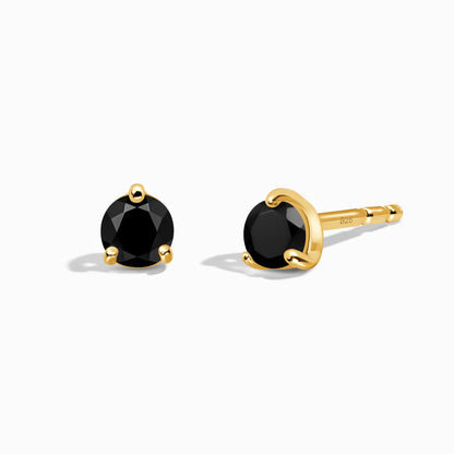 Black Onyx Round Studs - yellow gold vermeil