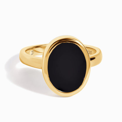 Black Onyx Ring Enfolded yellow gold studio shot
