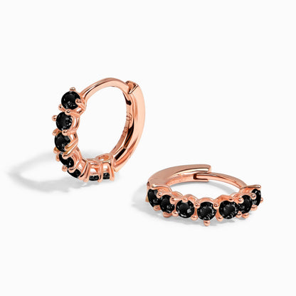 Black Onyx Earrings - Bonny Hoops - Rose Gold Vermeil