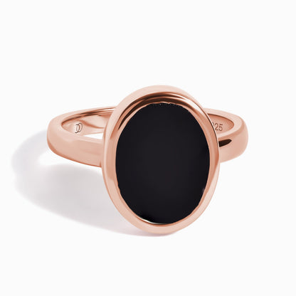 Black Onyx Ring Enfolded rose gold studio shot