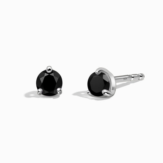 Black Onyx Round Studs - solid white gold