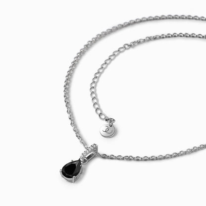 Fine Black Onyx Lab Diamond Necklace Sway - December Birthstone