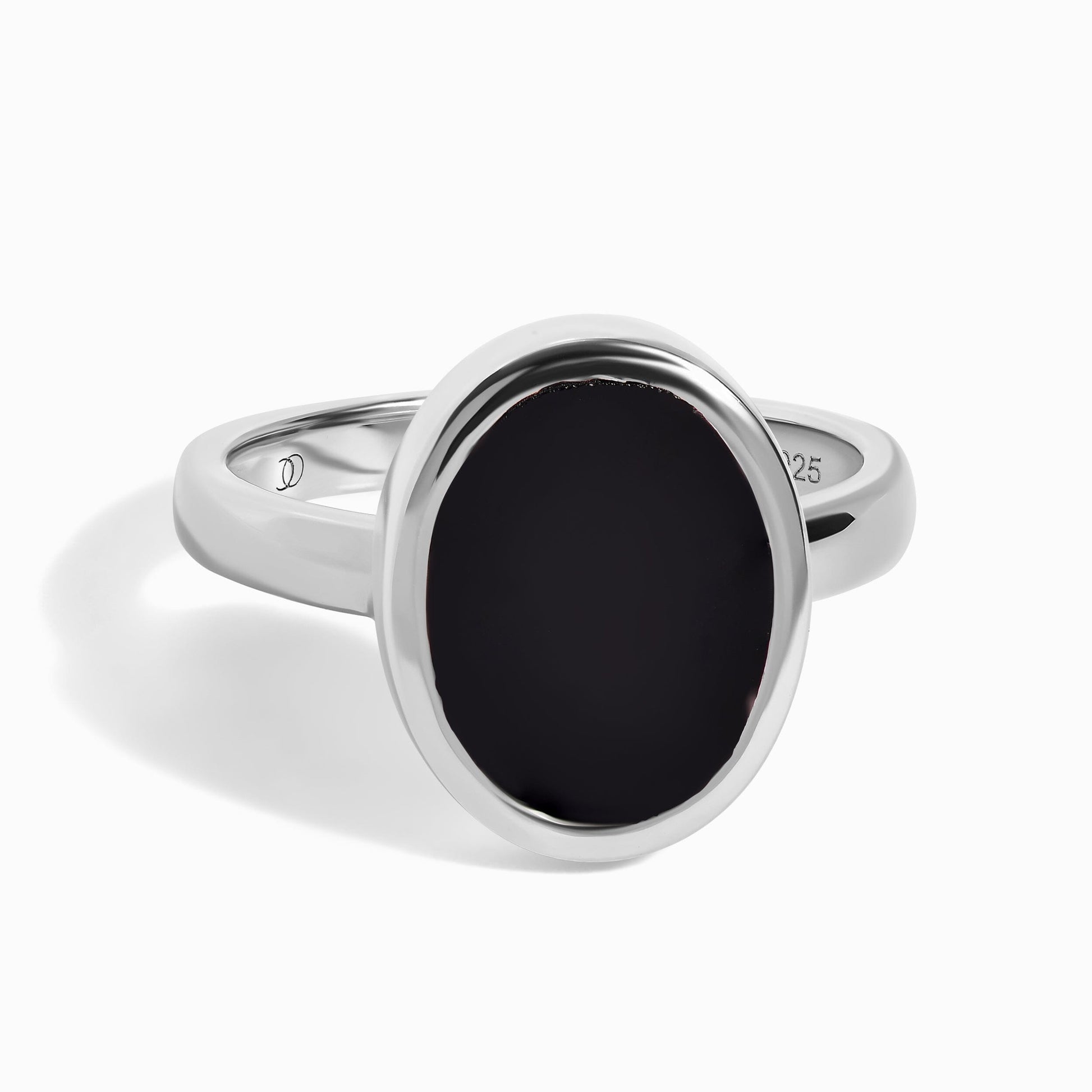 Black Onyx Ring Enfolded silver studio shot
