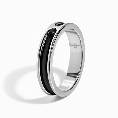 Black Onyx Unisex Ring - Individualist - detail silver