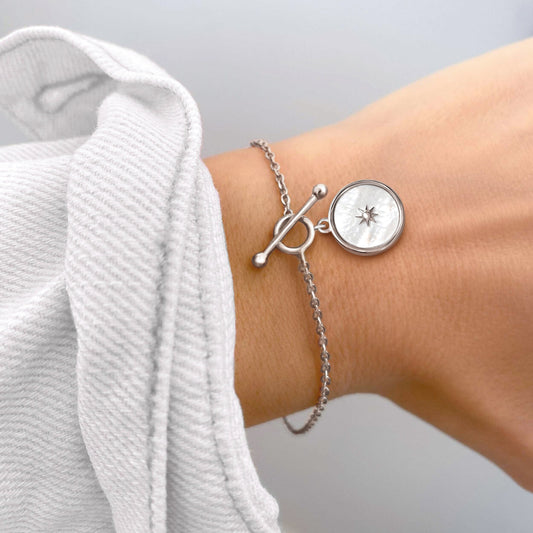 Mother of Pearl T-Lock Bracelet Sol - silver model