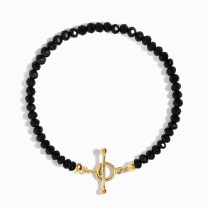 Black Obsidian Bracelet - Vibrations yellow gold