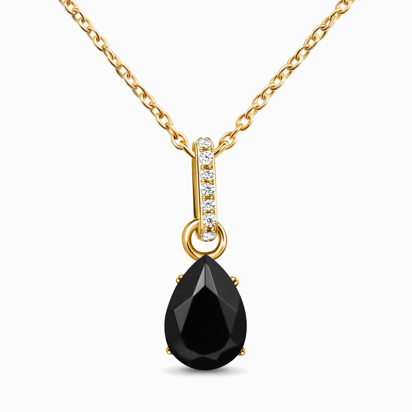 Fine Black Onyx Lab Diamond Necklace Sway - December Birthstone