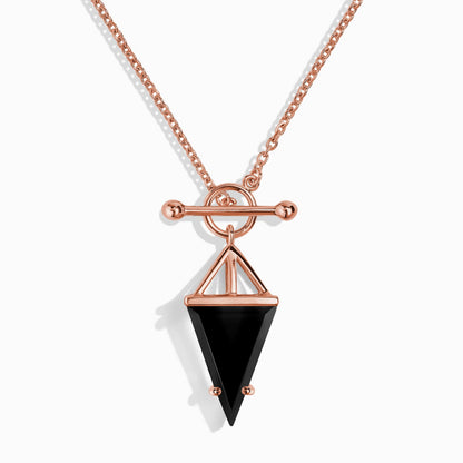 Black Obsidian Necklace - Heroine - rose gold vermeil