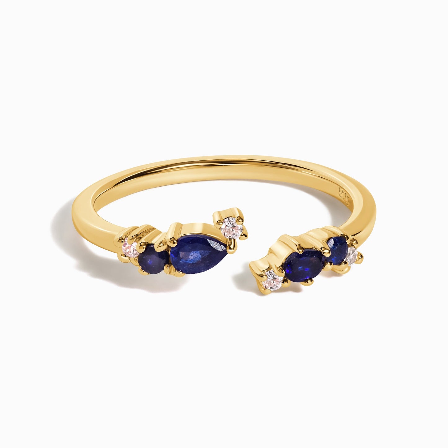 Adjustable Blue Sapphire Ring Flourish - yellow gold