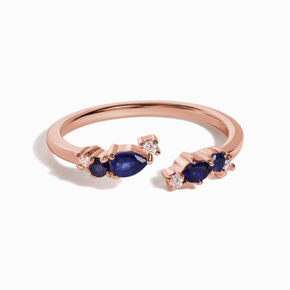 Adjustable Blue Sapphire Ring Flourish - rose gold