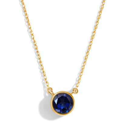 Blue Sapphire Necklace Solitaire - yellow gold