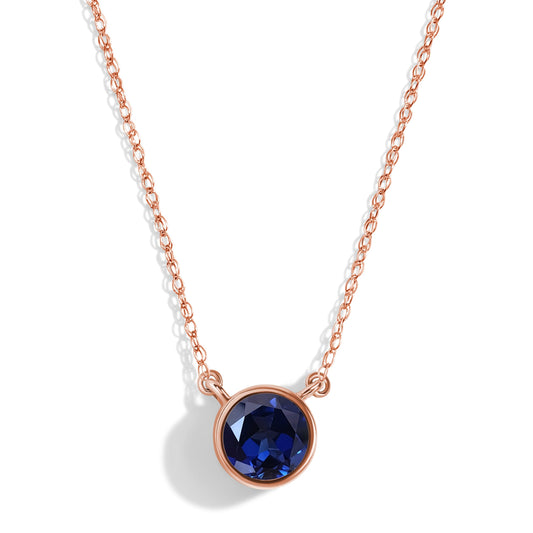 Blue Sapphire Necklace Solitaire - rose gold