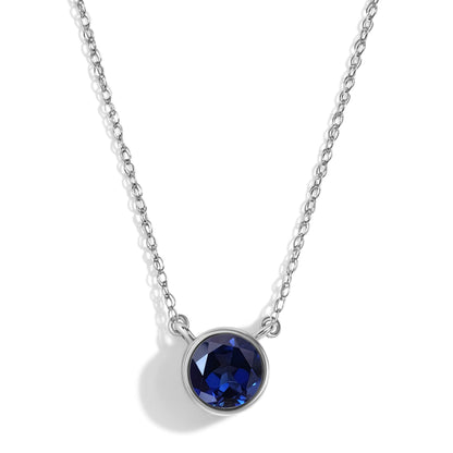 Blue Sapphire Necklace Solitaire - white gold