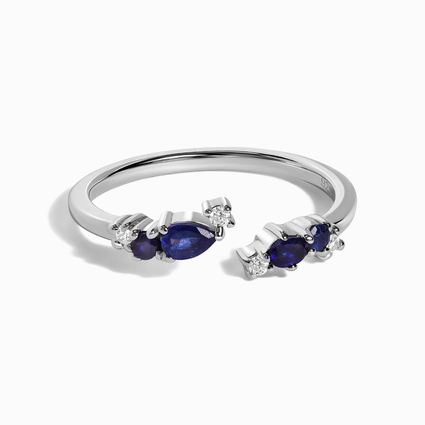 Adjustable Blue Sapphire Ring Flourish - silver