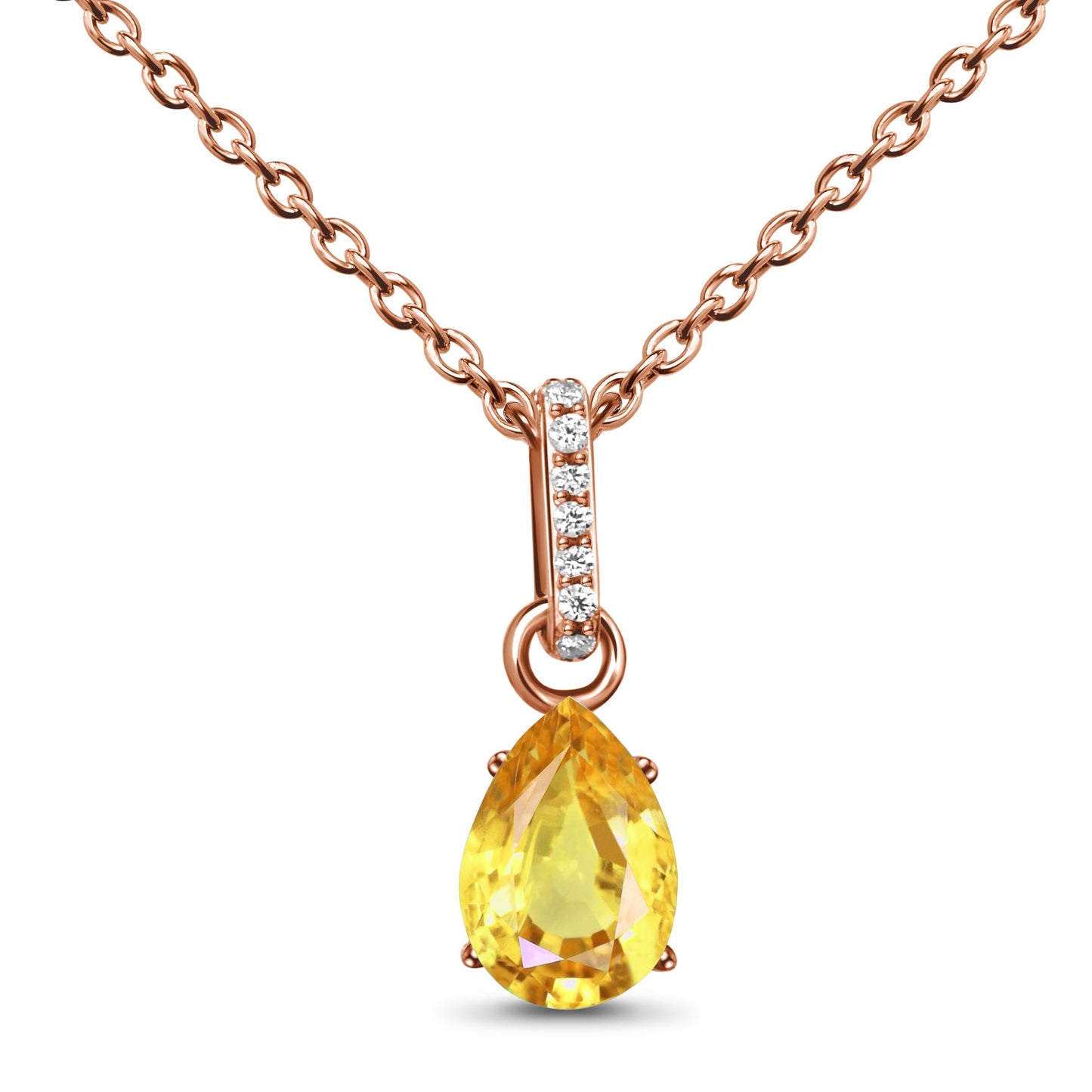Citrine Necklace Sway - rose gold