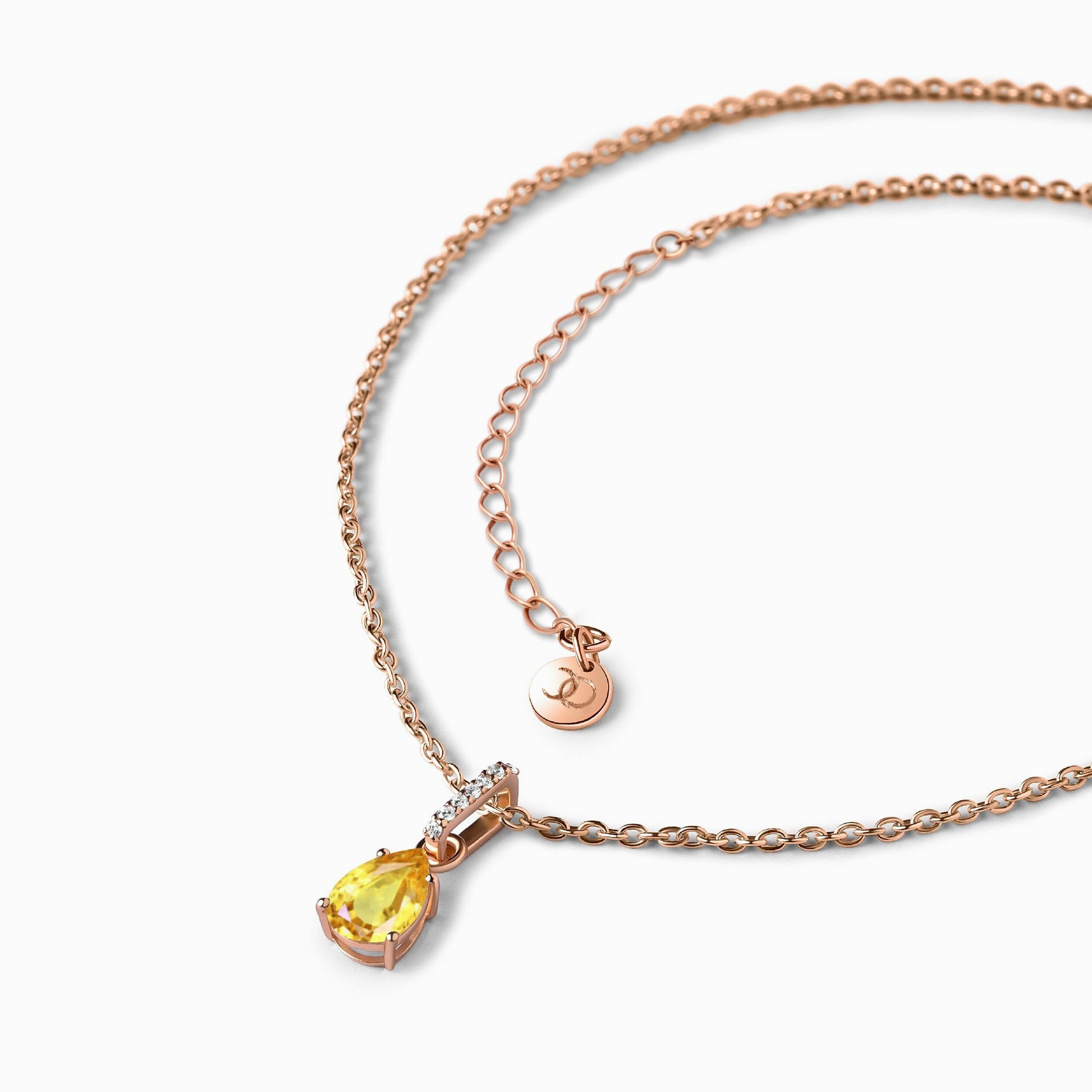 Citrine Necklace Sway - rose gold angle