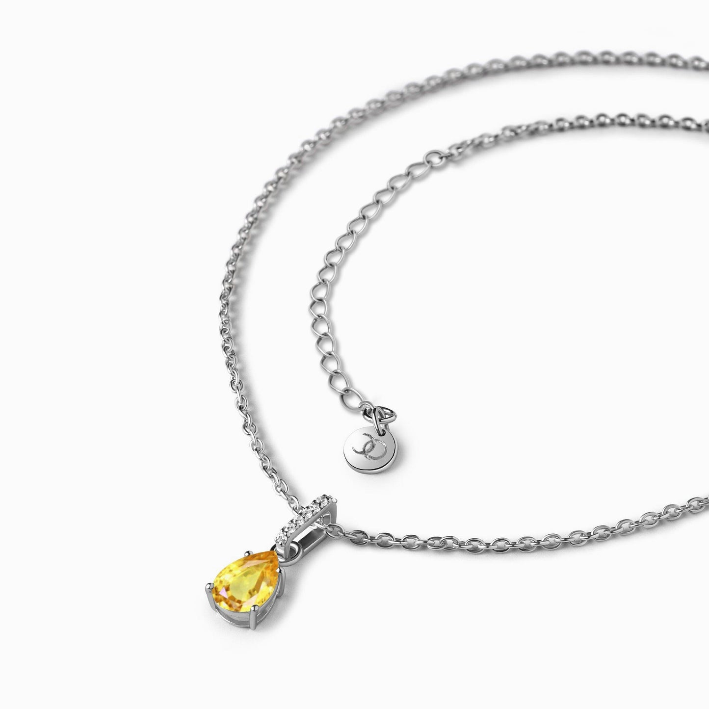 Citrine Necklace Sway - silver angle