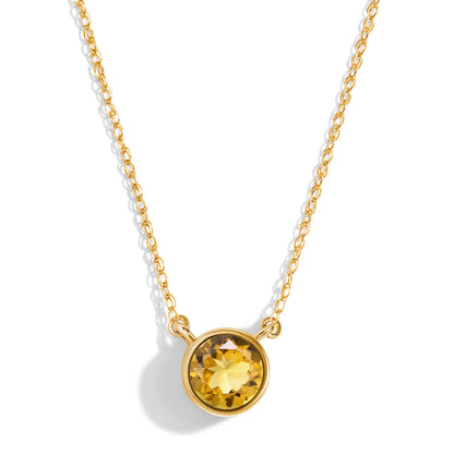 Citrine Necklace Solitaire - yellow gold