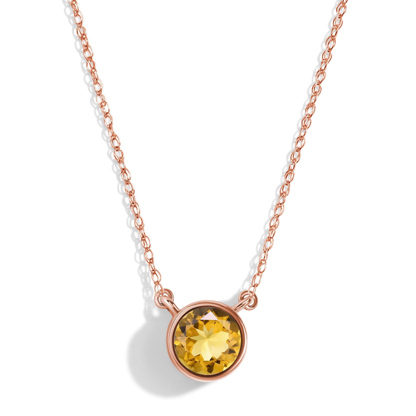 Citrine Necklace Solitaire - rose gold