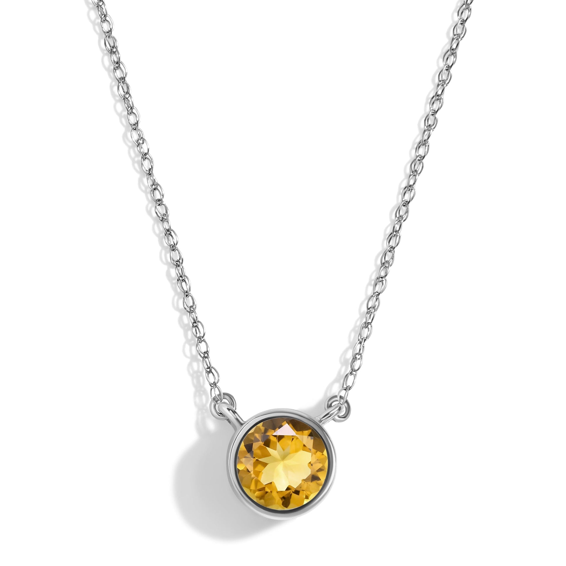 Citrine Necklace Solitaire - white gold