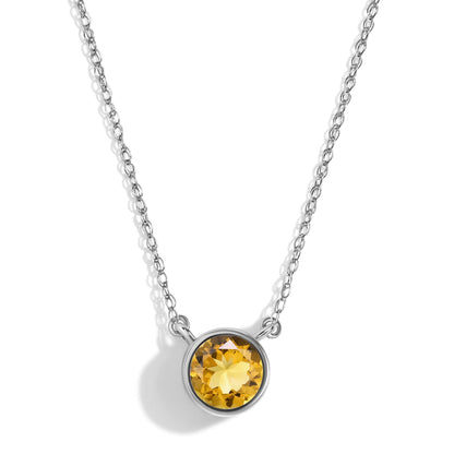 Citrine Necklace Solitaire - white gold