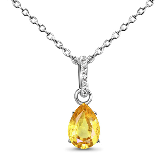Citrine Necklace Sway - silver