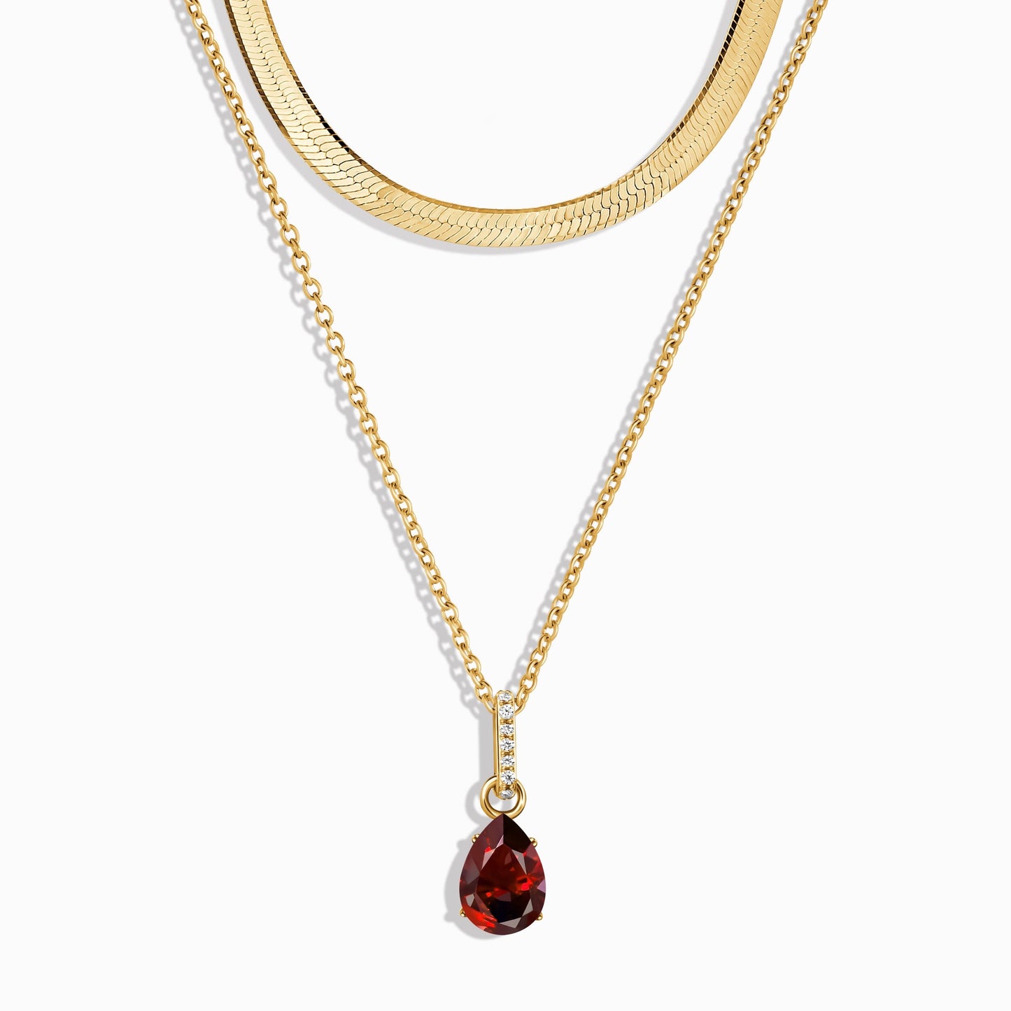 Garnet January Birthstone Sway Necklace - yellow gold