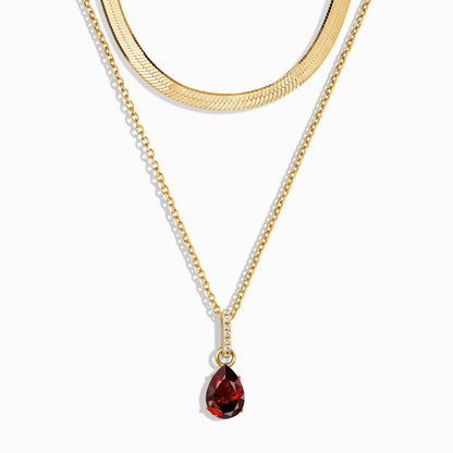 Garnet January Birthstone Sway Necklace - yellow gold
