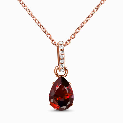 Garnet Necklace Sway - January Birthstone - rose gold