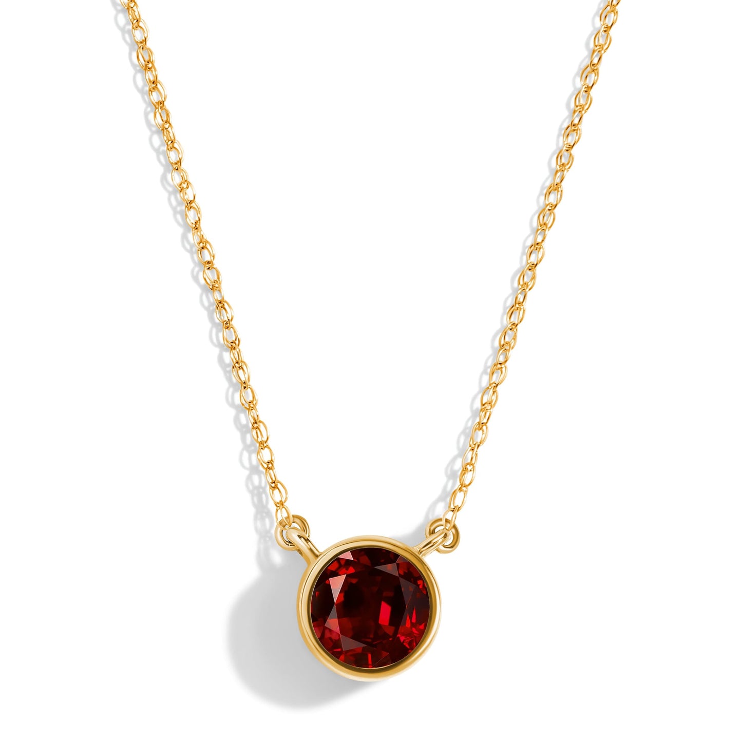 Garnet Necklace - Solitaire - yellow gold