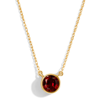 Garnet Necklace - Solitaire - yellow gold