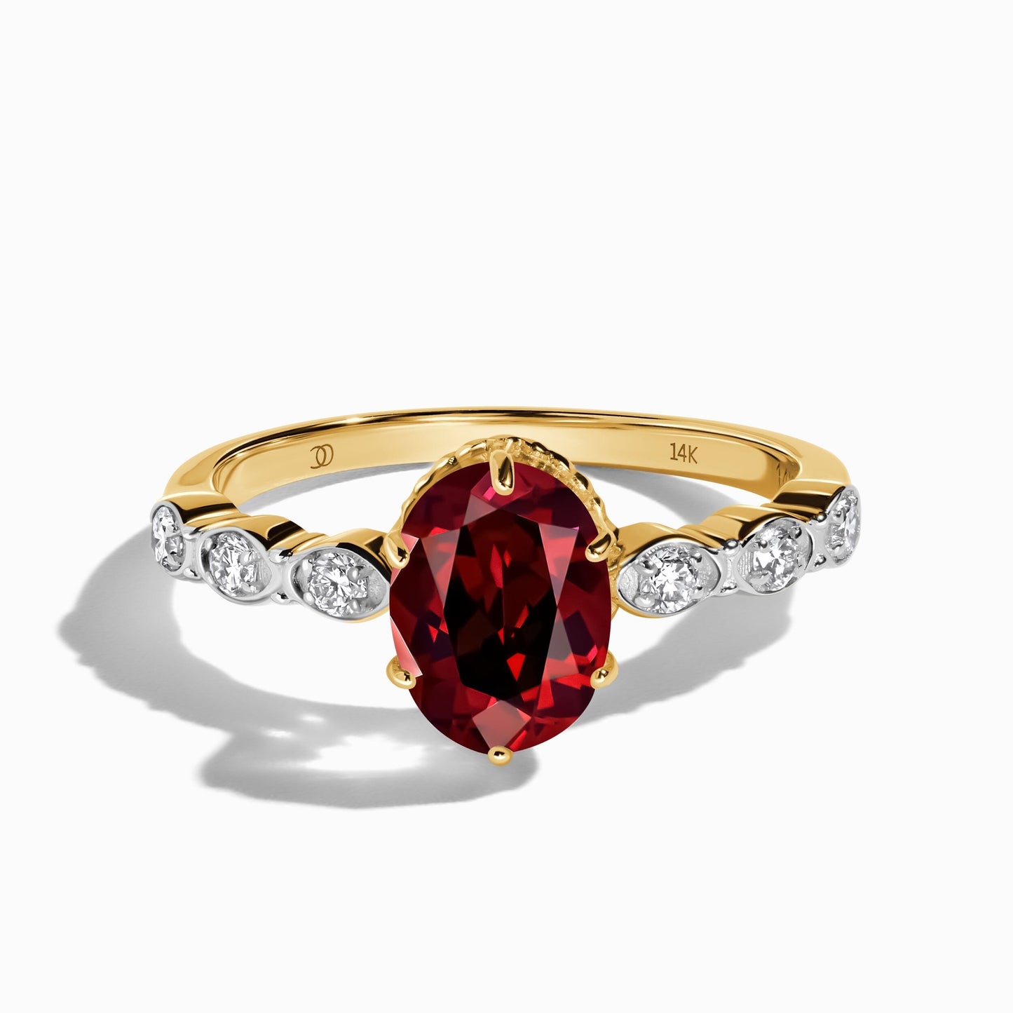 Garnet Lab Diamond Ring - Mirth - yellow gold