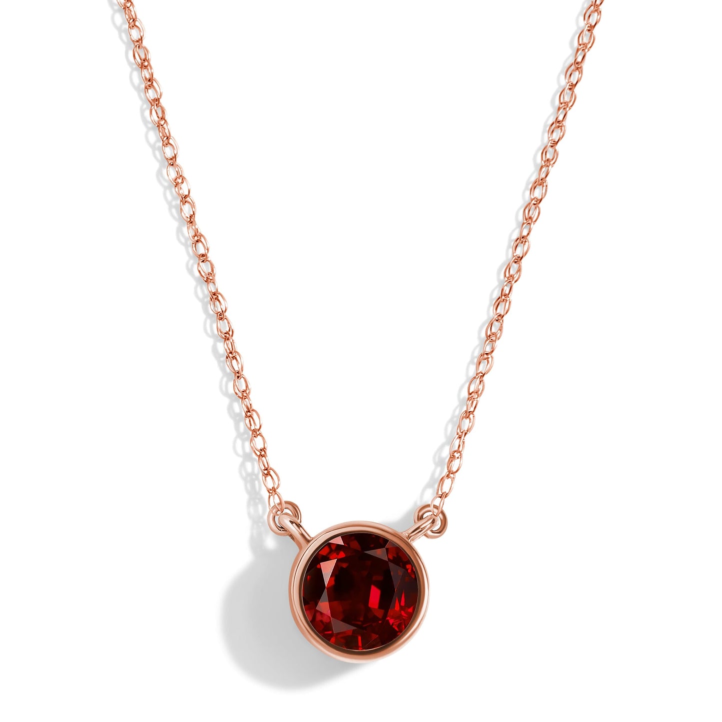 Garnet Necklace - Solitaire - rose gold