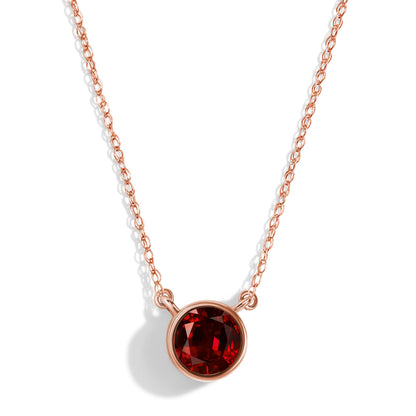 Garnet Necklace - Solitaire - rose gold