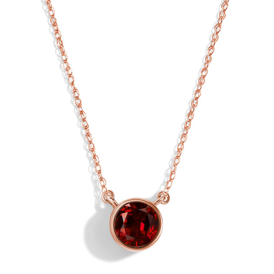 Garnet Necklace - Solitaire - rose gold