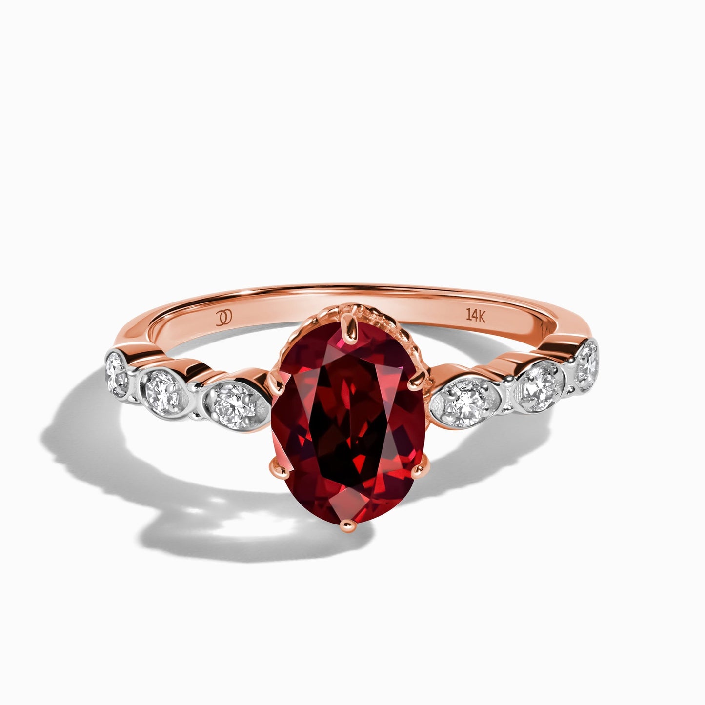 Garnet Lab Diamond Ring - Mirth - rose gold