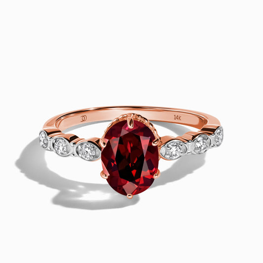 Garnet Lab Diamond Ring - Mirth - rose gold