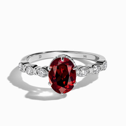 Garnet Lab Diamond Ring - Mirth - white gold