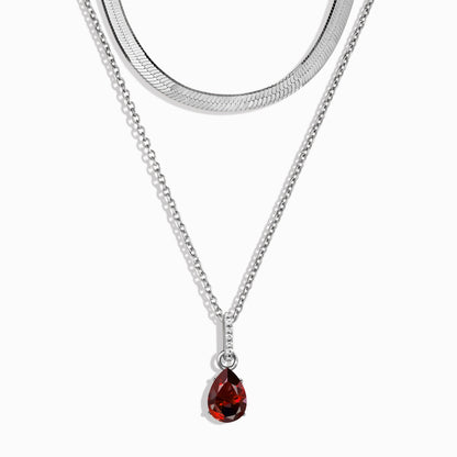 Garnet January Birthstone Sway Necklace - silver