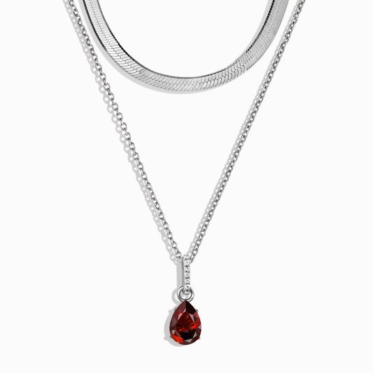 Garnet January Birthstone Sway Necklace - silver