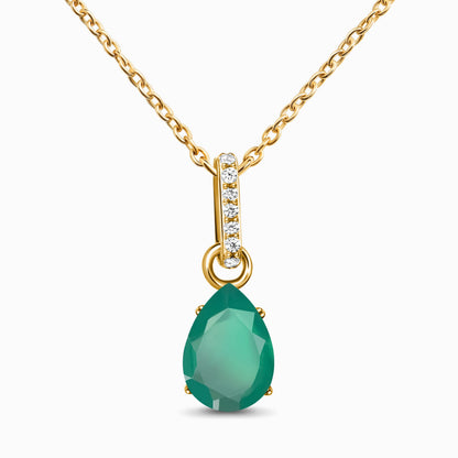 Green Onyx Necklace Sway - yellow gold