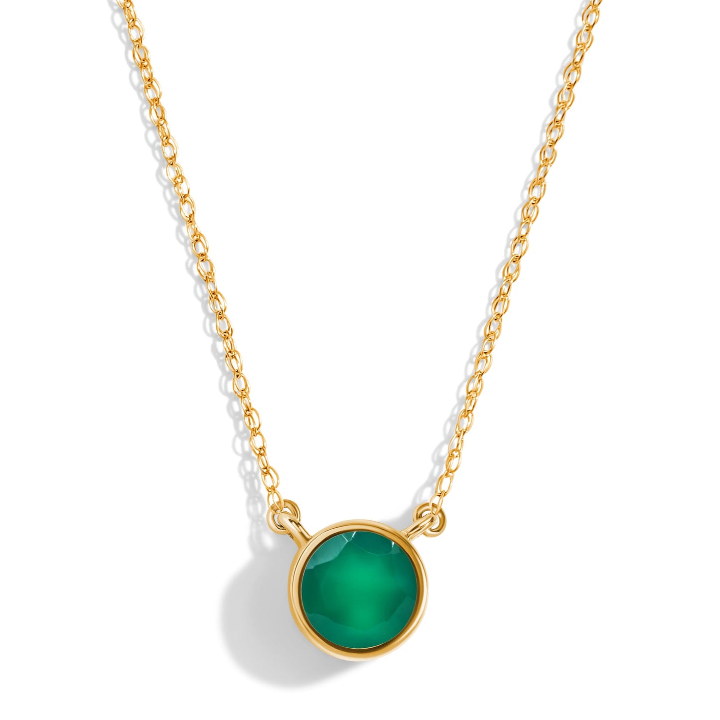 Green Onyx Necklace Solitaire - yellow gold