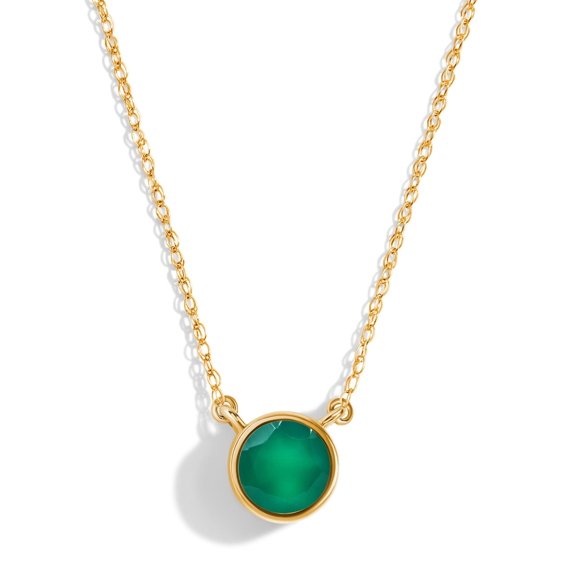 Green Onyx Necklace Solitaire - yellow gold