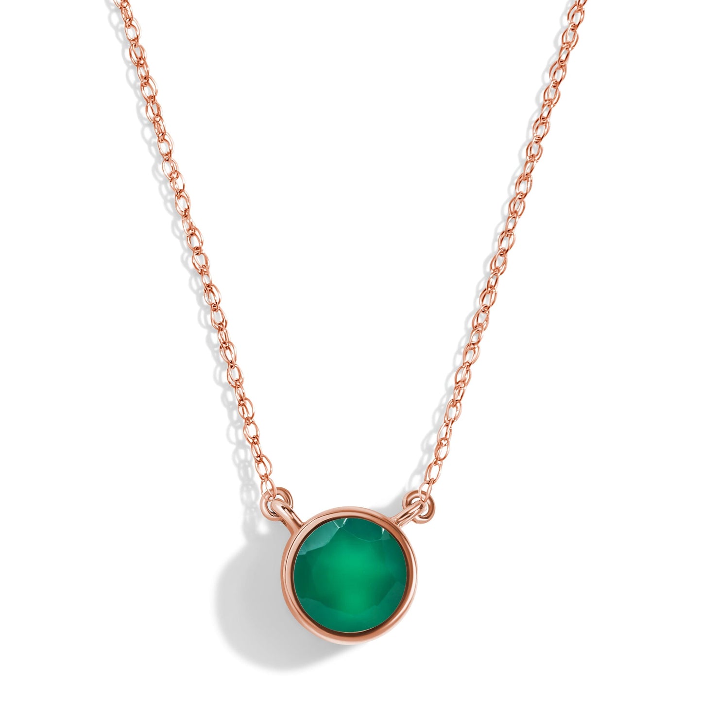 Green Onyx Necklace Solitaire - rose gold