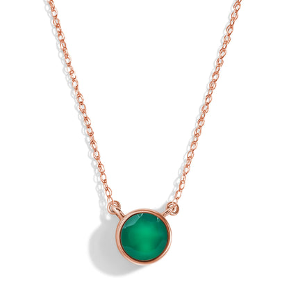 Green Onyx Necklace Solitaire - rose gold
