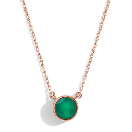 Green Onyx Necklace Solitaire - rose gold