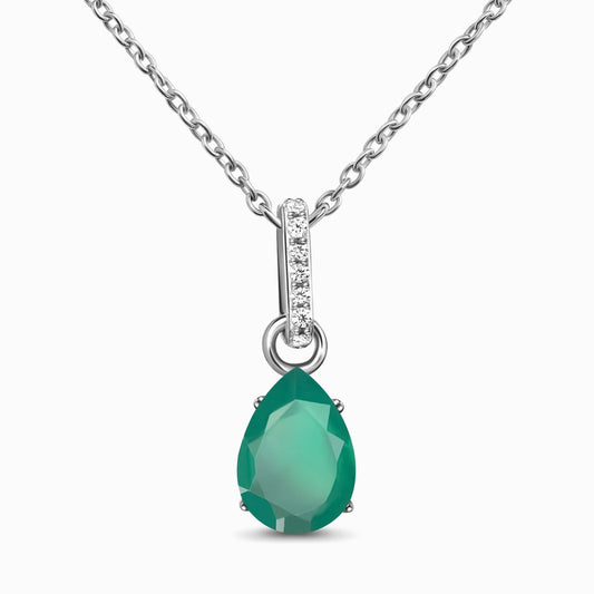 Green Onyx Necklace Sway - silver