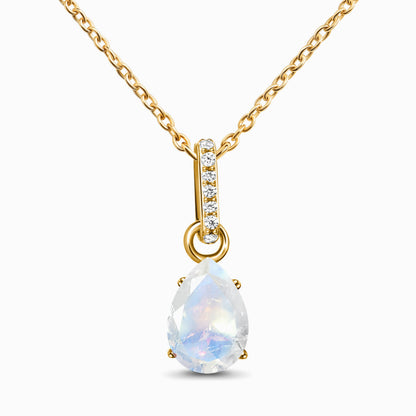 Fine Moonstone Lab Diamond Necklace Sway - June Birthstone - YG